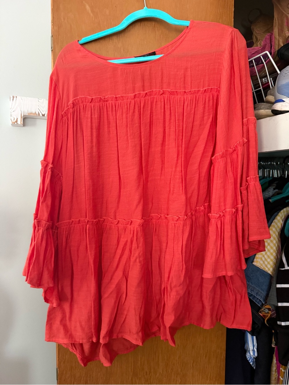 Cocomo Coral Tiered Boho Tunic